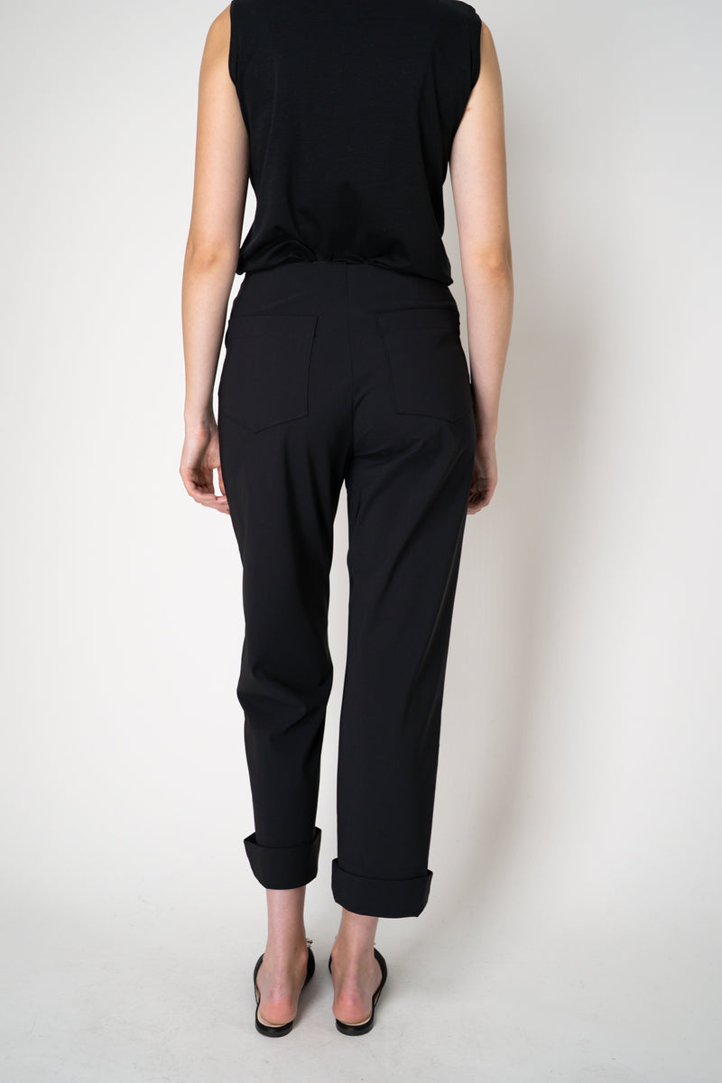Peter O. Mahler Techno Stretch Cropped Cuffed Trousers in Black Vancouver. Shop Online or in Store