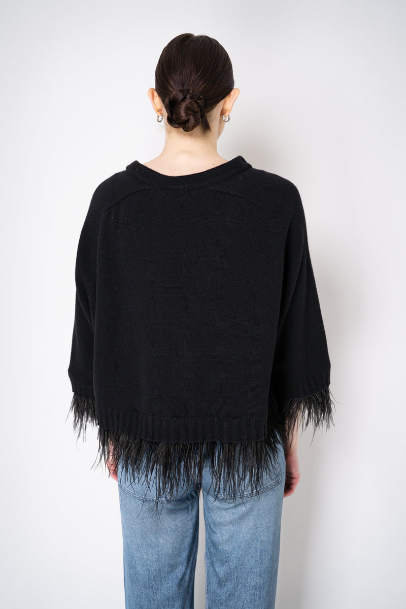 Philosophy di Lorenzo Serafini Cashmere Cardigan with Detachable Feather Inserts in Black Vancouver. Shop Online or in Store.