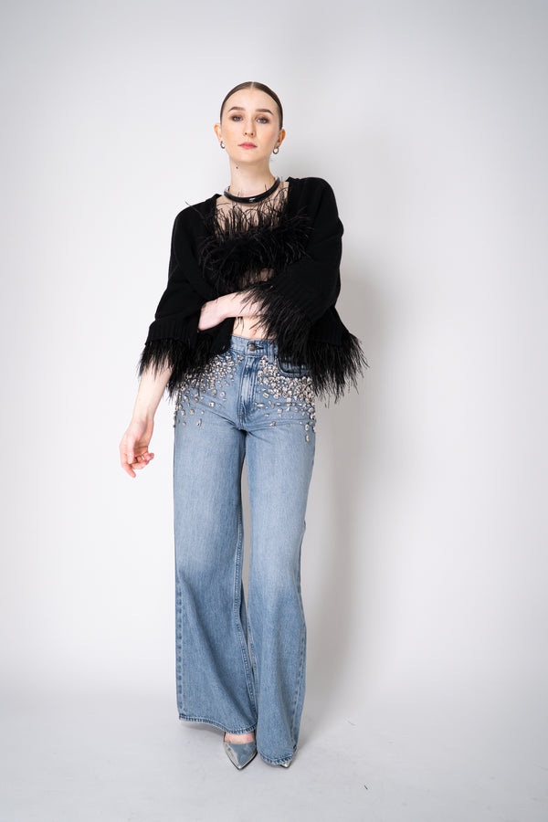 Philosophy di Lorenzo Serafini Cashmere Cardigan with Detachable Feather Inserts in Black Vancouver. Shop Online or in Store.