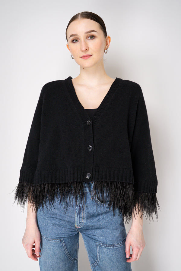 Philosophy di Lorenzo Serafini Cashmere Cardigan with Detachable Feather Inserts in Black Vancouver. Shop Online or in Store.