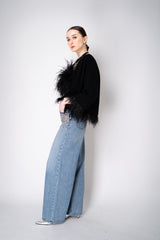 Philosophy di Lorenzo Serafini Cashmere Cardigan with Detachable Feather Inserts in Black Vancouver. Shop Online or in Store.