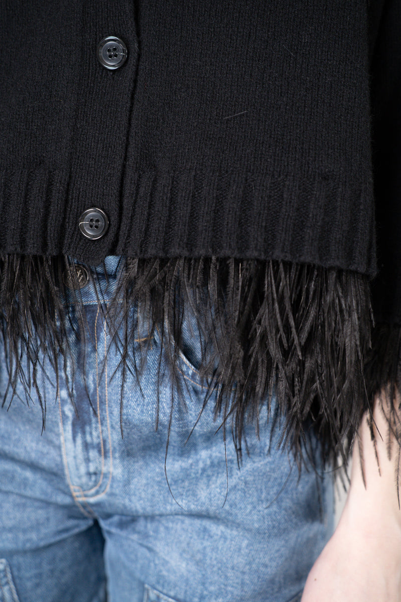 Philosophy di Lorenzo Serafini Cashmere Cardigan with Detachable Feather Inserts in Black Vancouver. Shop Online or in Store.