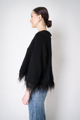Philosophy di Lorenzo Serafini Cashmere Cardigan with Detachable Feather Inserts in Black Vancouver. Shop Online or in Store.