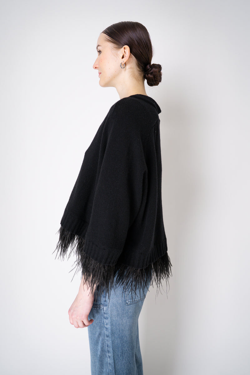 Philosophy di Lorenzo Serafini Cashmere Cardigan with Detachable Feather Inserts in Black Vancouver. Shop Online or in Store.