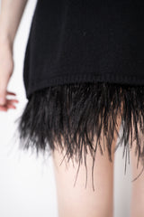Philosophy di Lorenzo Serafini Cashmere Knit  A-line Dress with Detachable Feather Hem in Black Vancouver. Shop Online or in Store.