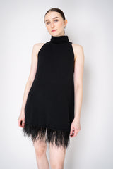 Philosophy di Lorenzo Serafini Cashmere Knit  A-line Dress with Detachable Feather Hem in Black Vancouver. Shop Online or in Store.