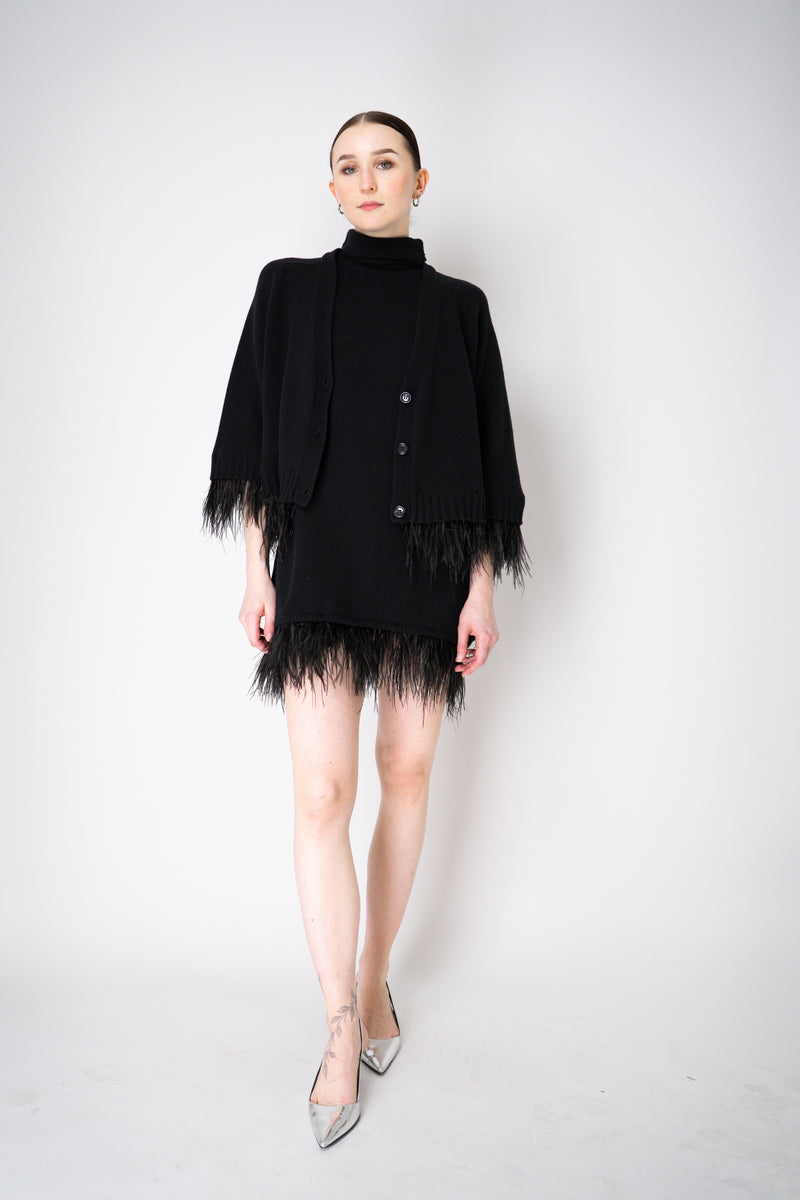 Philosophy di Lorenzo Serafini Cashmere Knit  A-line Dress with Detachable Feather Hem in Black Vancouver. Shop Online or in Store.