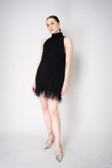 Philosophy di Lorenzo Serafini Cashmere Knit  A-line Dress with Detachable Feather Hem in Black Vancouver. Shop Online or in Store.