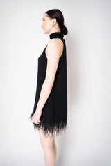Philosophy di Lorenzo Serafini Cashmere Knit  A-line Dress with Detachable Feather Hem in Black Vancouver. Shop Online or in Store.