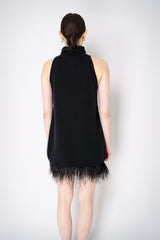 Philosophy di Lorenzo Serafini Cashmere Knit  A-line Dress with Detachable Feather Hem in Black Vancouver. Shop Online or in Store.