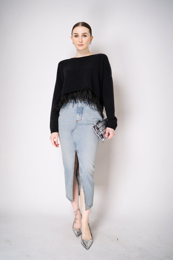 Philosophy di Lorenzo Serafini Cashmere Pullover with Detachable Feather Hem in Black Vancouver. Shop Online or in Store.
