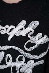Philosophy di Lorenzo Serafini Cashmere Pullover with Lace Embroidery in Black Vancouver. Shop Online or in Store.