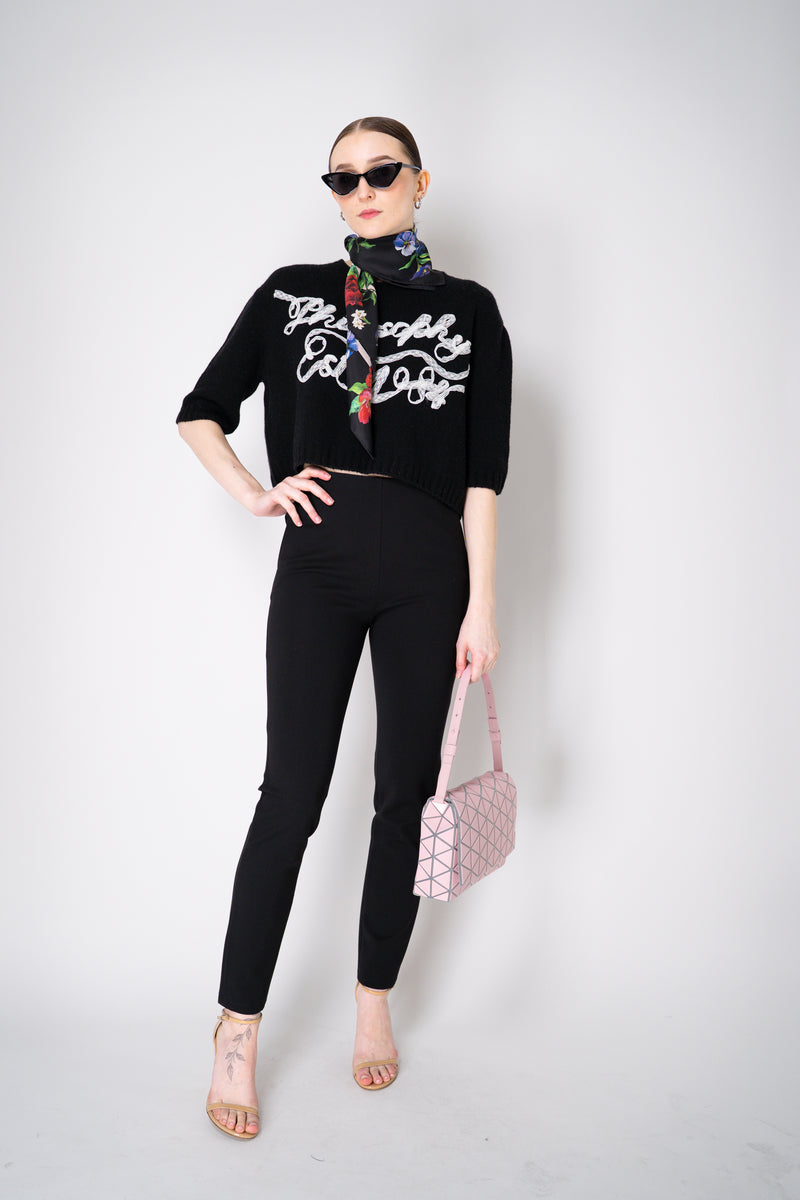 Philosophy di Lorenzo Serafini Cashmere Pullover with Lace Embroidery in Black Vancouver. Shop Online or in Store.