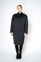 Philosophy di Lorenzo Serafini Duchess Satin Coat in Black Vancouver. Shop Online or in Store.