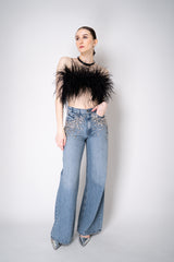 Philosophy di Lorenzo Serafini Ostrich Feather Bandeau Top in Black Vancouver. Shop Online or in Store.