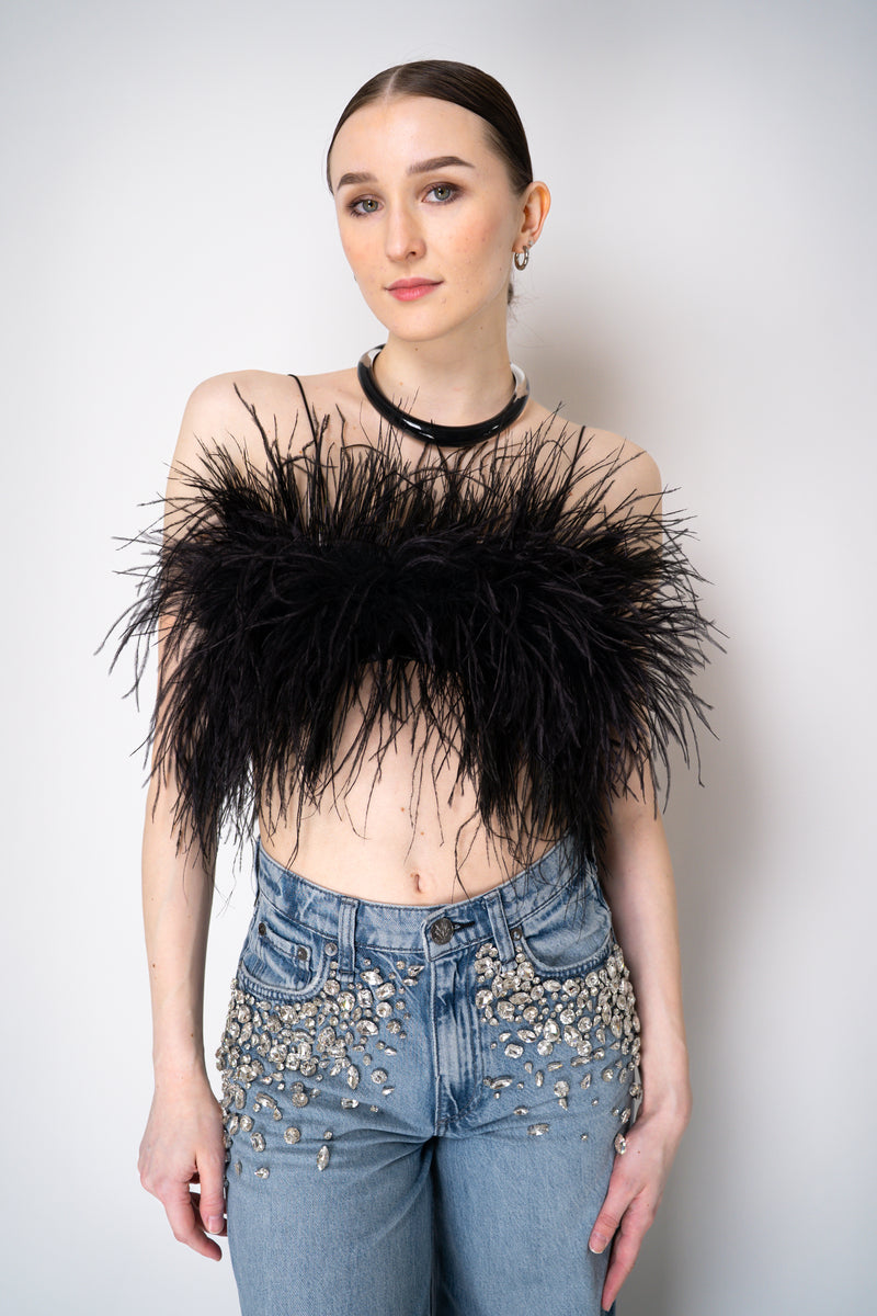 Philosophy di Lorenzo Serafini Ostrich Feather Bandeau Top in Black Vancouver. Shop Online or in Store.