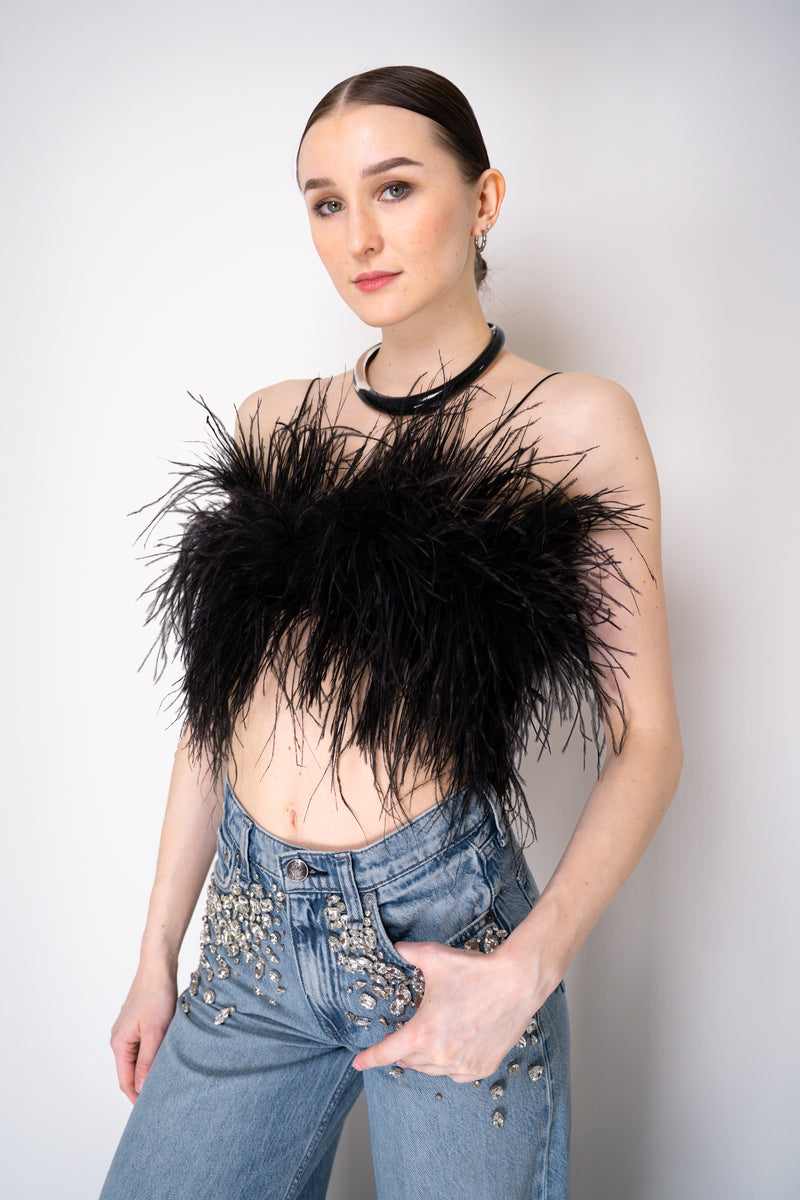 Philosophy di Lorenzo Serafini Ostrich Feather Bandeau Top in Black Vancouver. Shop Online or in Store.