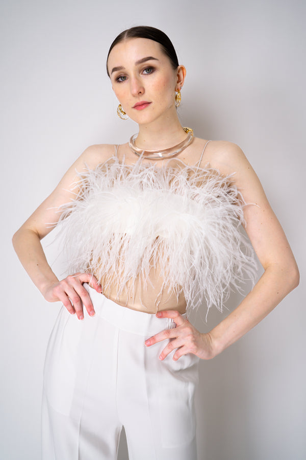 Philosophy di Lorenzo Serafini Ostrich Feather Bandeau Top in White Vancouver. Shop Online or in Store.