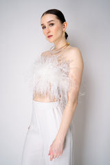 Philosophy di Lorenzo Serafini Ostrich Feather Bandeau Top in White Vancouver. Shop Online or in Store.
