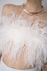 Philosophy di Lorenzo Serafini Ostrich Feather Bandeau Top in White Vancouver. Shop Online or in Store.