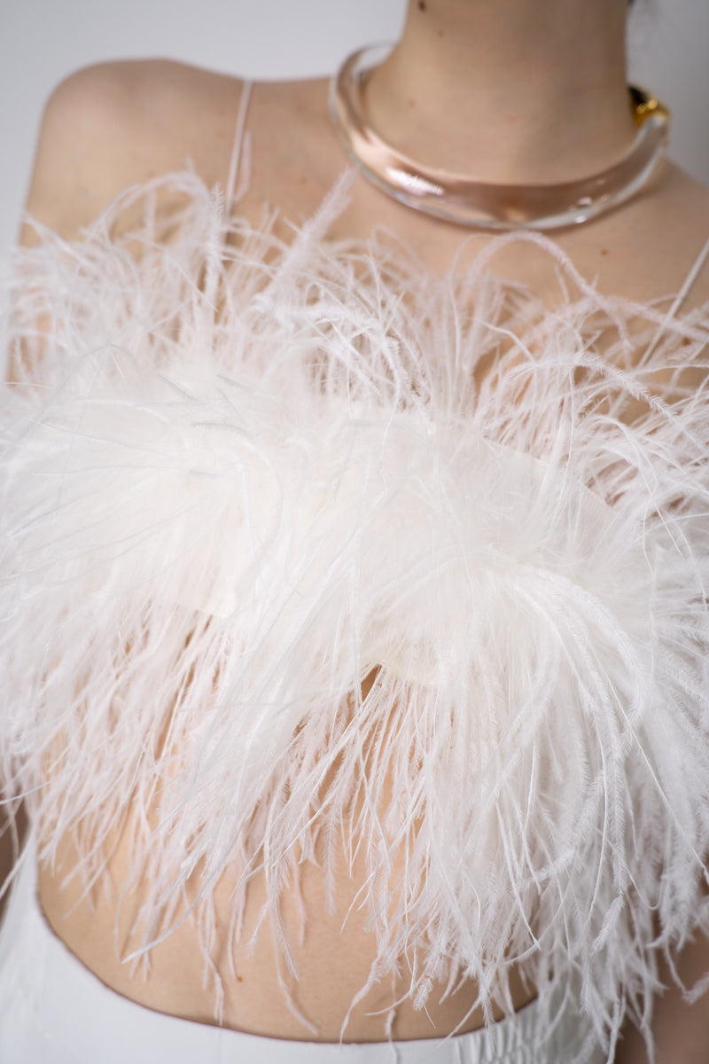 Philosophy di Lorenzo Serafini Ostrich Feather Bandeau Top in White Vancouver. Shop Online or in Store.