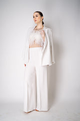 Philosophy di Lorenzo Serafini Ostrich Feather Bandeau Top in White Vancouver. Shop Online or in Store.