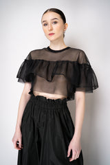 Philosophy di Lorenzo Serafini Tiered Ruffle Tulle Cropped Shirt in Black Vancouver. Shop Online or in Store.