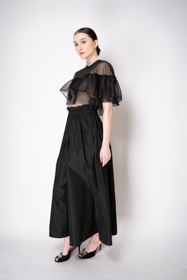 Philosophy di Lorenzo Serafini Tiered Ruffle Tulle Cropped Shirt in Black Vancouver. Shop Online or in Store.