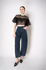 Philosophy di Lorenzo Serafini Tiered Ruffle Tulle Cropped Shirt in Black Vancouver. Shop Online or in Store.