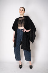 Philosophy di Lorenzo Serafini Tiered Ruffle Tulle Cropped Shirt in Black Vancouver. Shop Online or in Store.