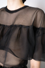 Philosophy di Lorenzo Serafini Tiered Ruffle Tulle Cropped Shirt in Black Vancouver. Shop Online or in Store.