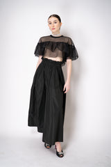 Philosophy di Lorenzo Serafini Tiered Ruffle Tulle Cropped Shirt in Black Vancouver. Shop Online or in Store.