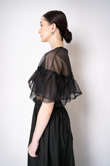 Philosophy di Lorenzo Serafini Tiered Ruffle Tulle Cropped Shirt in Black Vancouver. Shop Online or in Store.