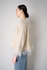 Philosophy di Lorenzo Serafini Wool Cashmere Cardigan with Detachable Feather Inserts in Cream Vancouver. Shop Online or in Store.