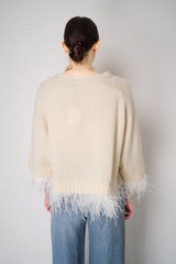 Philosophy di Lorenzo Serafini Wool Cashmere Cardigan with Detachable Feather Inserts in Cream Vancouver. Shop Online or in Store.