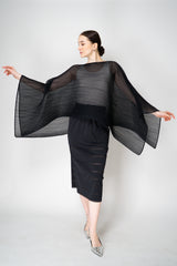 Pleats Please Issey Miyake A-Poc Basics Ankle Length Skirt in Black Vancouver. Shop Online or in Store.