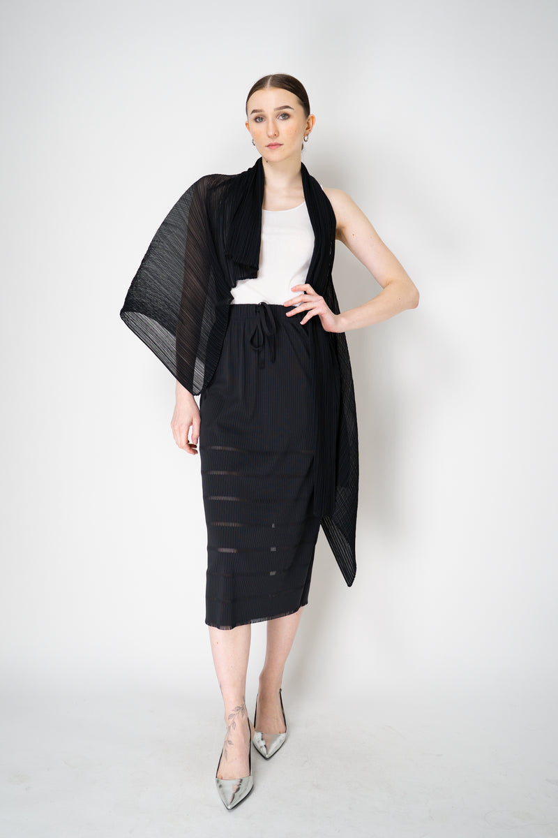 Pleats Please Issey Miyake A-Poc Basics Ankle Length Skirt in Black Vancouver. Shop Online or in Store.