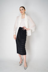 Pleats Please Issey Miyake A-Poc Basics Ankle Length Skirt in Black Vancouver. Shop Online or in Store.