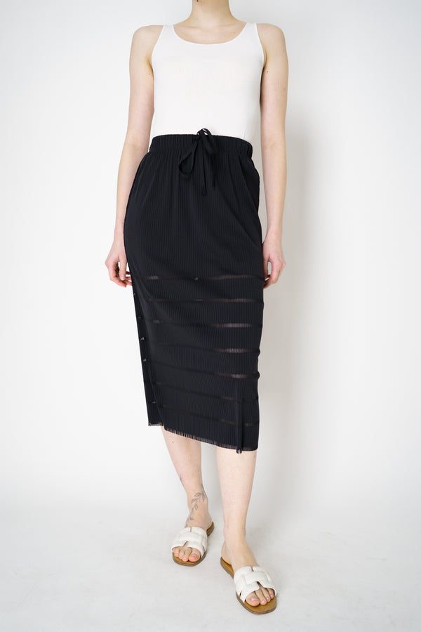 Pleats Please Issey Miyake A-Poc Basics Ankle Length Skirt in Black Vancouver. Shop Online or in Store.