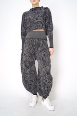 Pleats Please Issey Miyake A-Poc Nova Stretch Knit Wide Leg Jacquard Pants in Grey Vancouver. Shop Online or in Store. 
