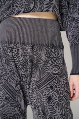 Pleats Please Issey Miyake A-Poc Nova Stretch Knit Wide Leg Jacquard Pants in Grey Vancouver. Shop Online or in Store. 
