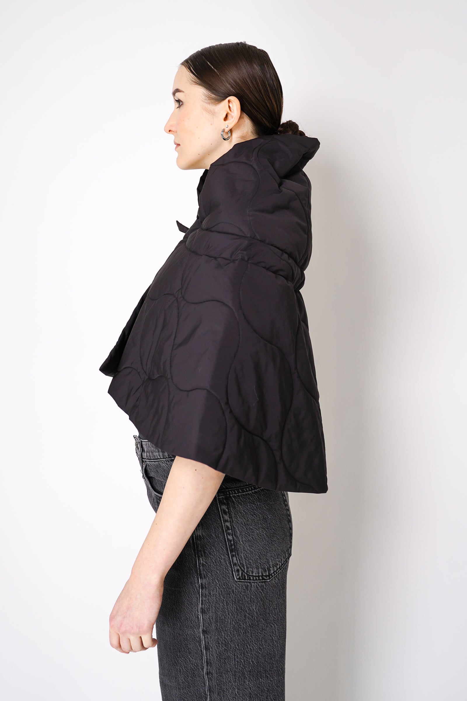 Pleats Please Issey Miyake Asteroid Insulated Cape in Black Pleats Please Issey Miyake Asteroid Insulated Cape in Black