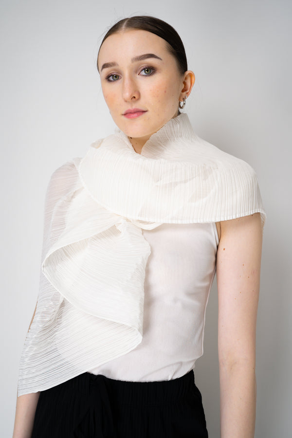 Pleats Please Issey Miyake Basic Madame-T Small Shawl in White Vancouver. Shop Online or in Store.
