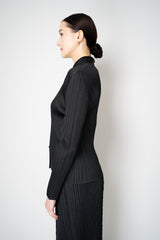 Pleats Please Issey Miyake Basics Collared Button-Up Jacket in Black Vancouver. Shop Online or in Store.
