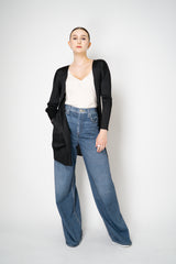 Pleats Please Issey Miyake Basics Open Front Cardigan in Black Vancouver. Shop Online or in Store.