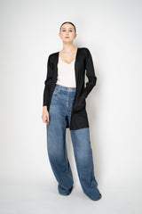 Pleats Please Issey Miyake Basics Open Front Cardigan in Black Vancouver. Shop Online or in Store.