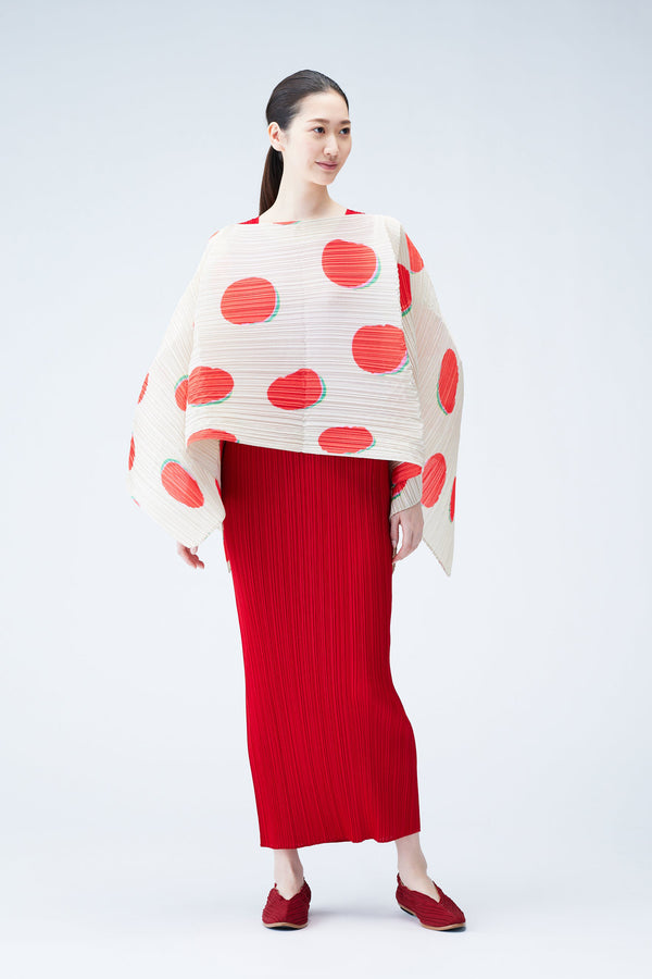 Pleats Please Issey Miyake "Bean Dots" Scarf in Red Vancouver. Shop Online or in Store. 
