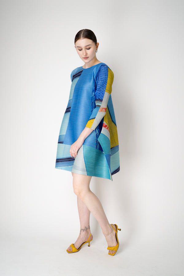 Pleats Please Issey Miyake City Collage Bounce Tunic Dress in