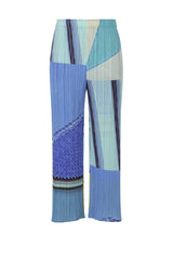 Pleats Please Issey Miyake City Collage Straight Leg Pants in Light Blue print Vancouver. Shop Online or in Store.
