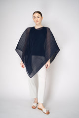 Pleats Please Issey Miyake Colorful Madame-T Small Shawl in Navy Vancouver. Shop Online or in Store.